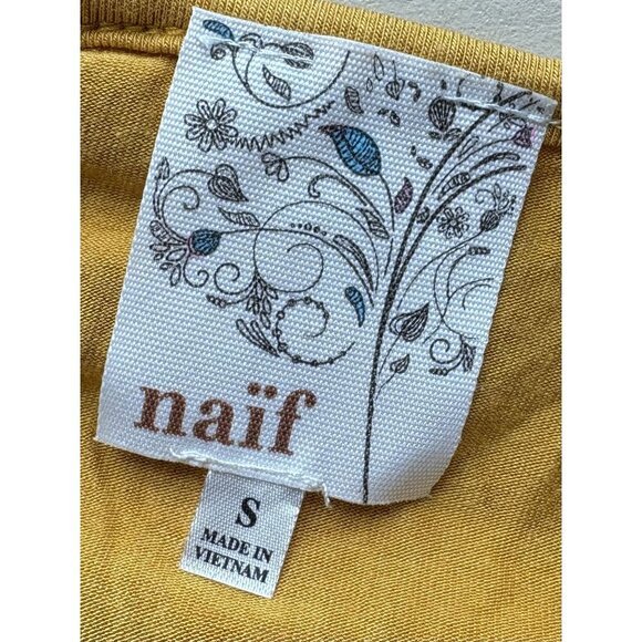 Naif Yellow Crochet OverlayTop With Keyhole Neckline S - Picture 4 of 5